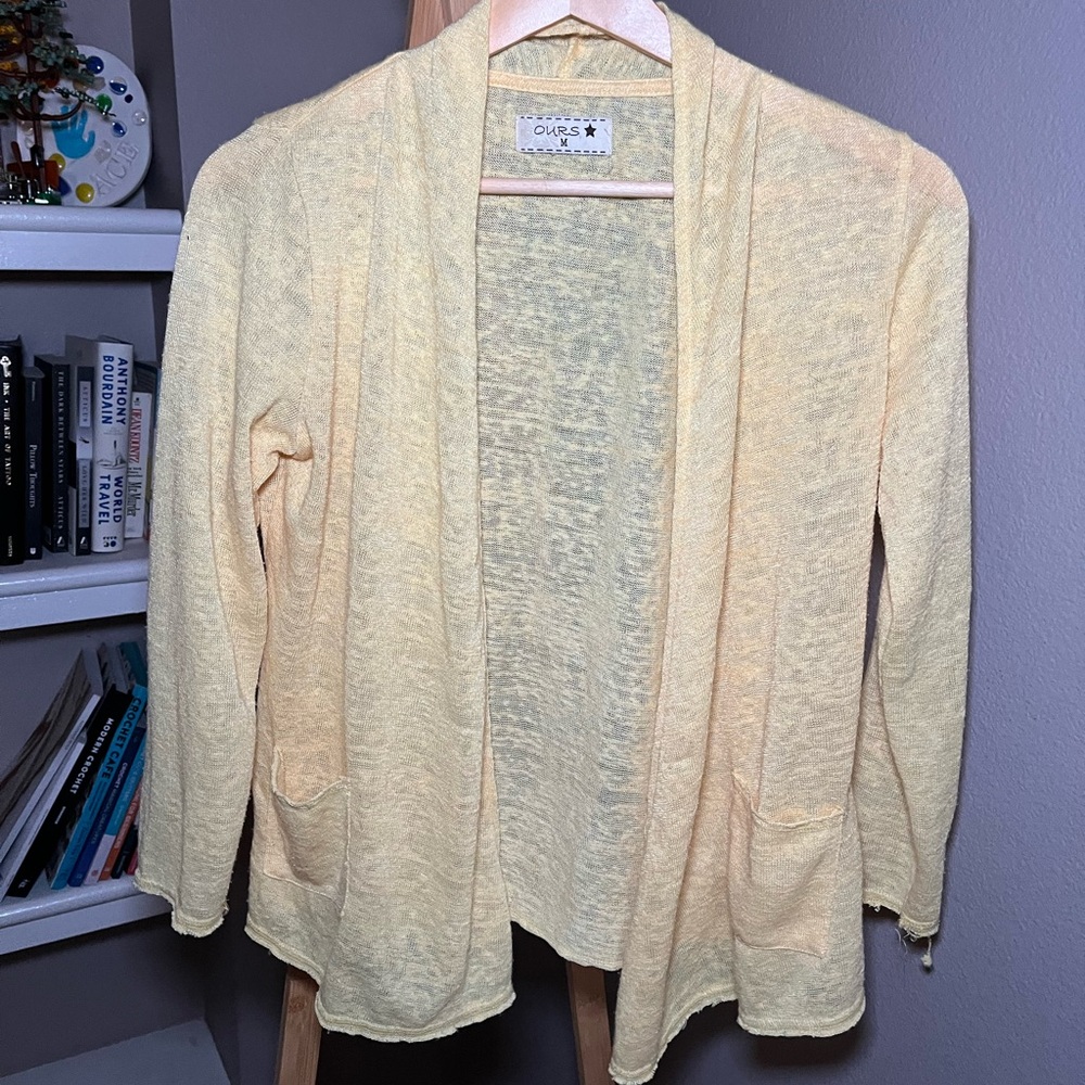 Guess Women's Light Yellow Open-Front Cardigan